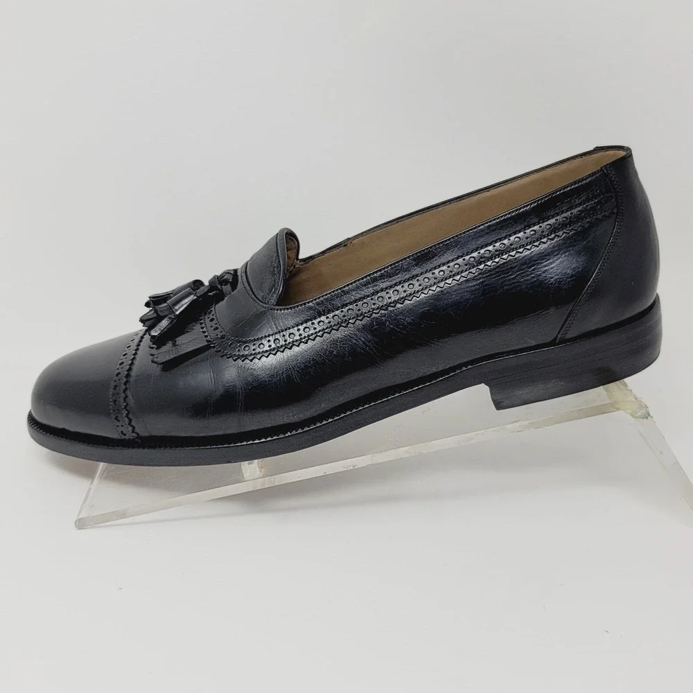 Yanko Espana Mens loafers Sz 8 D Kilti tassel shoes Black Casual Dress spain